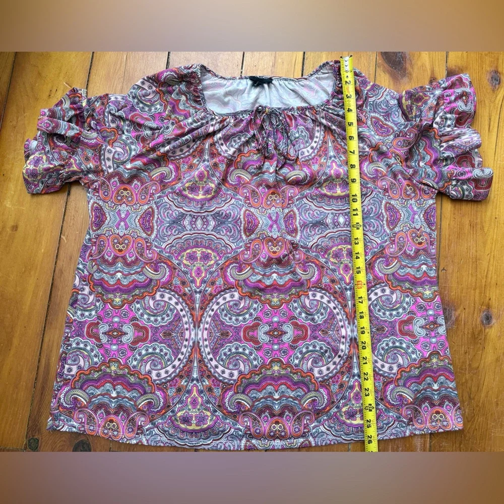 Tacera Pink and Purple Paisley Blouse - Picture 8 of 10